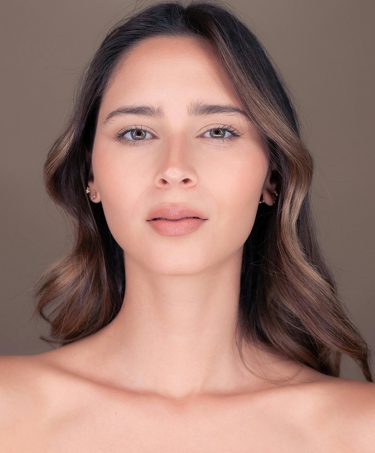Portrait of a woman with natural makeup.