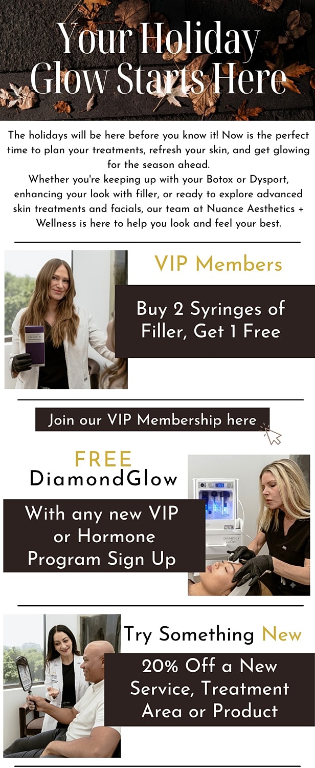 Holiday skincare promotions and offers at Nuance Aesthetics.